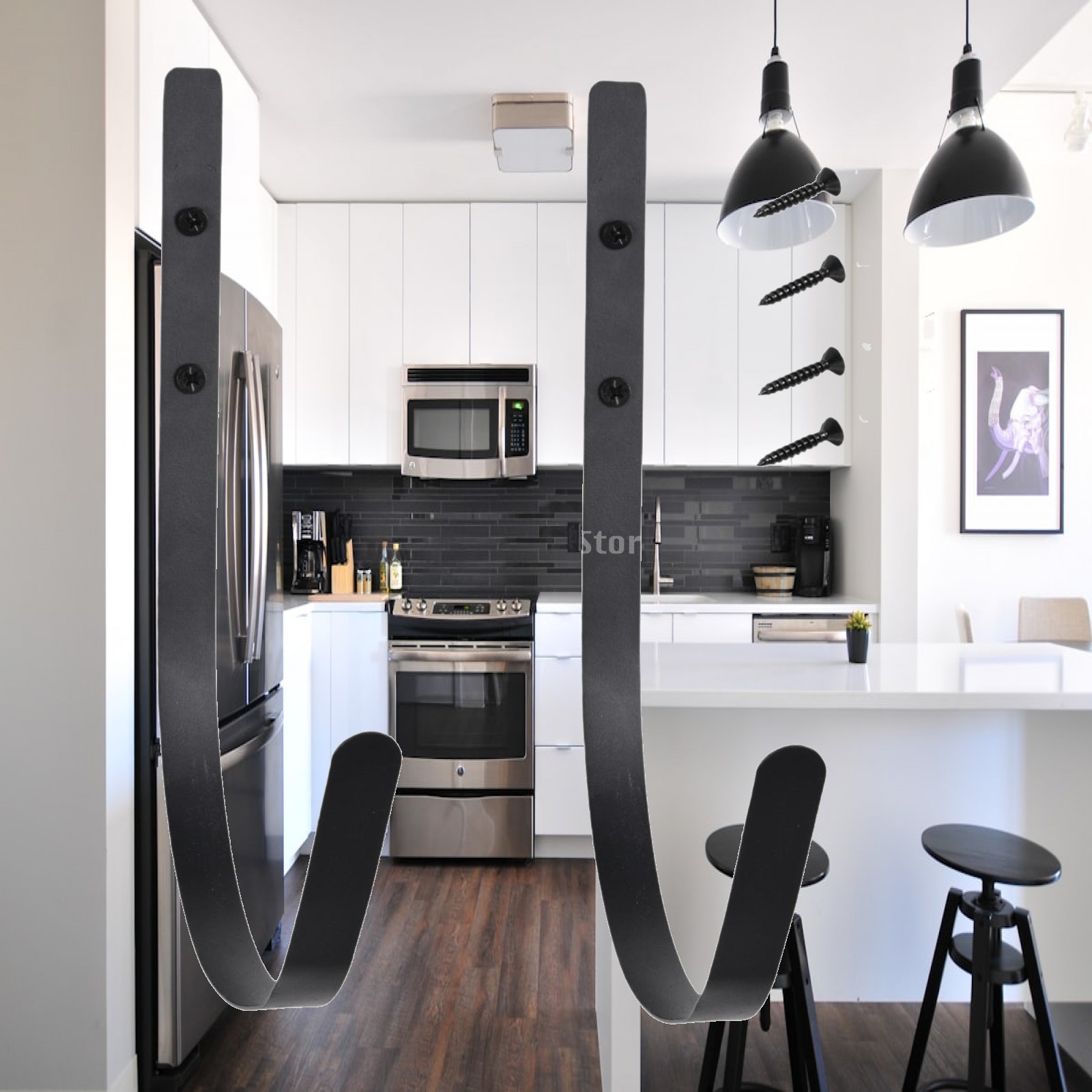 Yoga And Fitness Studio - حامل حصيرة اليوغا المثبت على الحائط،