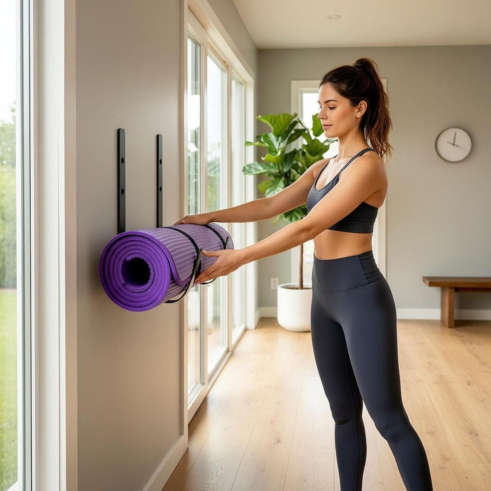 حامل حصيرة اليوغا المثبت على ا - مراجعة Yoga And Fitness Studio وسعره